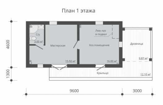 Одноэтажная хозяйственная постройка с подвалом